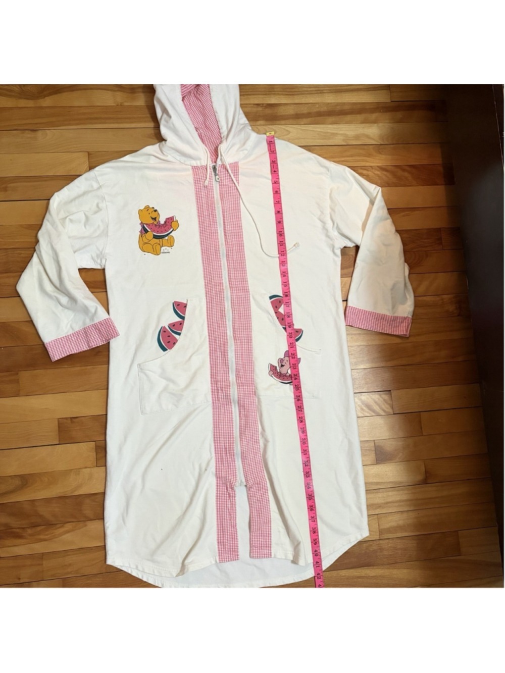Vintage 90s Disney Winnie the Pooh Watermelon Zip Lounge Robe - Size M - Picture 10 of 14